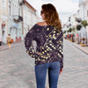 Dice Casino Pattern Print Women Off Shoulder Sweatshirt-grizzshop