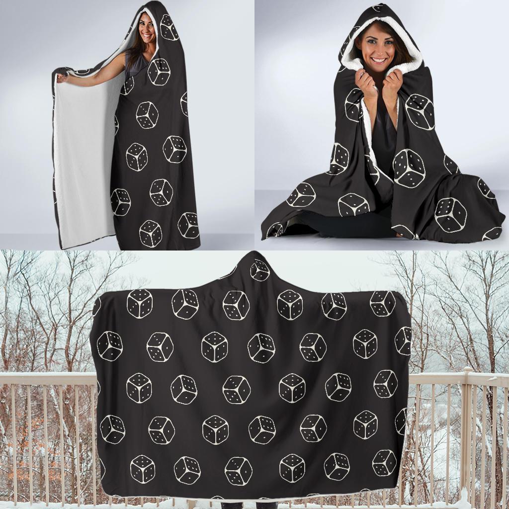Dice Casino Print Pattern Hooded Blanket-grizzshop