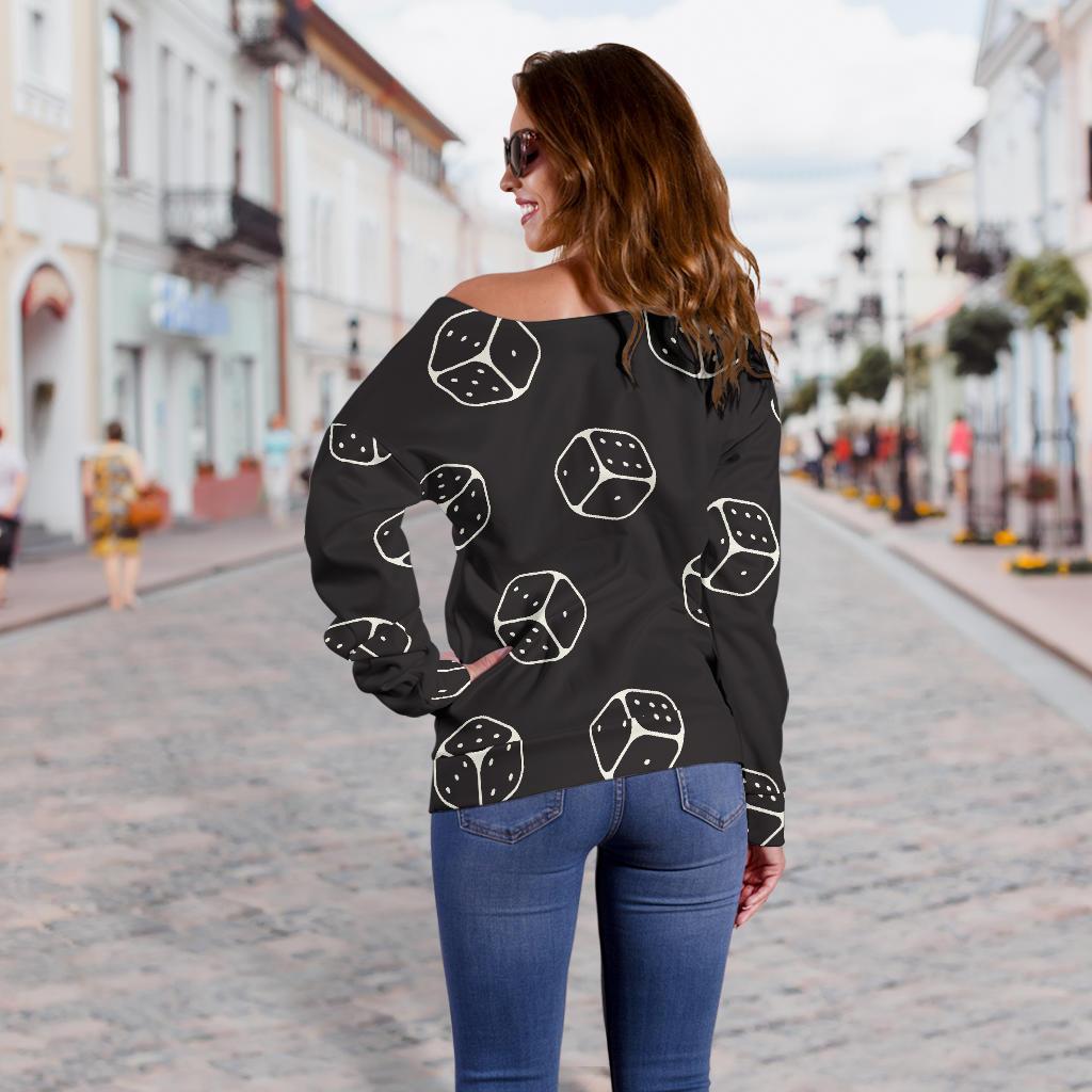 Dice Casino Print Pattern Women Off Shoulder Sweatshirt-grizzshop