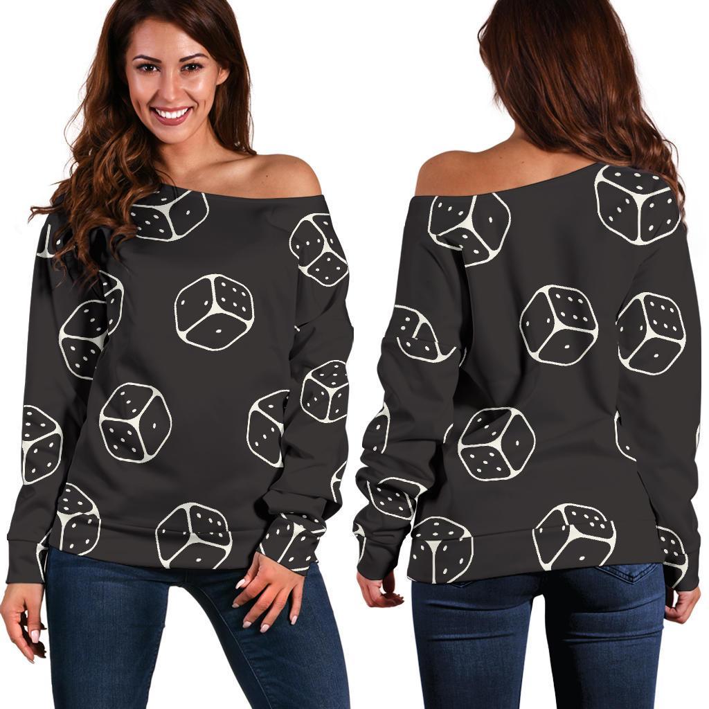 Dice Casino Print Pattern Women Off Shoulder Sweatshirt-grizzshop