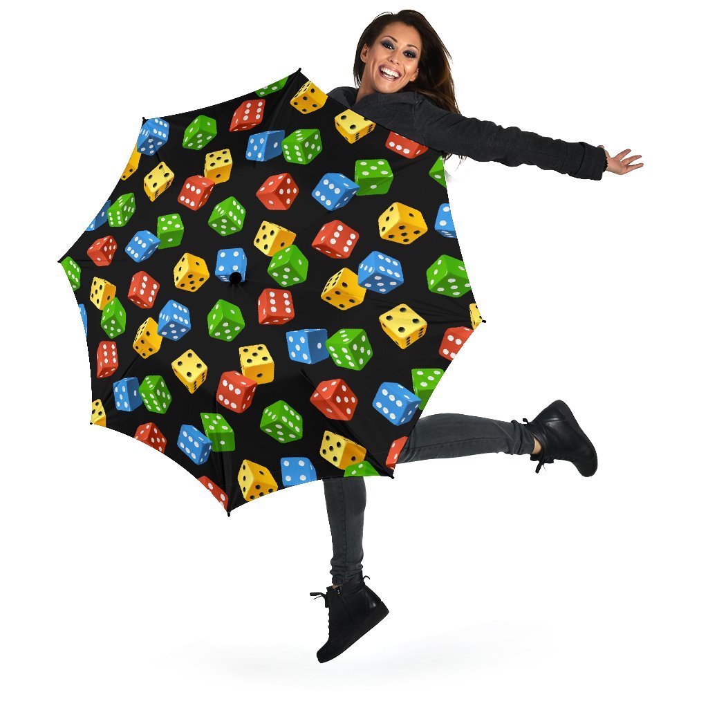 Dice Colorful Pattern Print Automatic Foldable Umbrella-grizzshop
