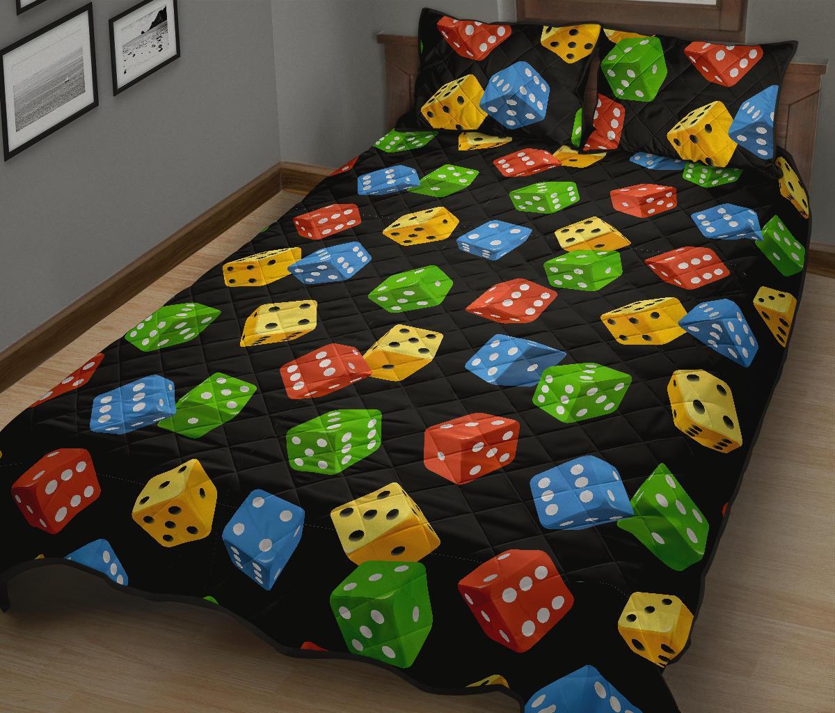 Dice Colorful Pattern Print Bed Set Quilt-grizzshop