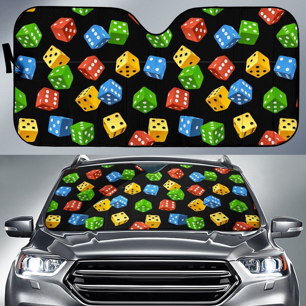 Dice Colorful Pattern Print Car Sun Shade-grizzshop