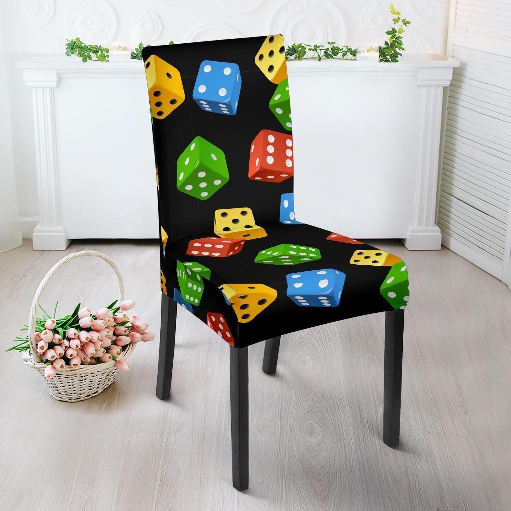 Dice Colorful Pattern Print Chair Cover-grizzshop