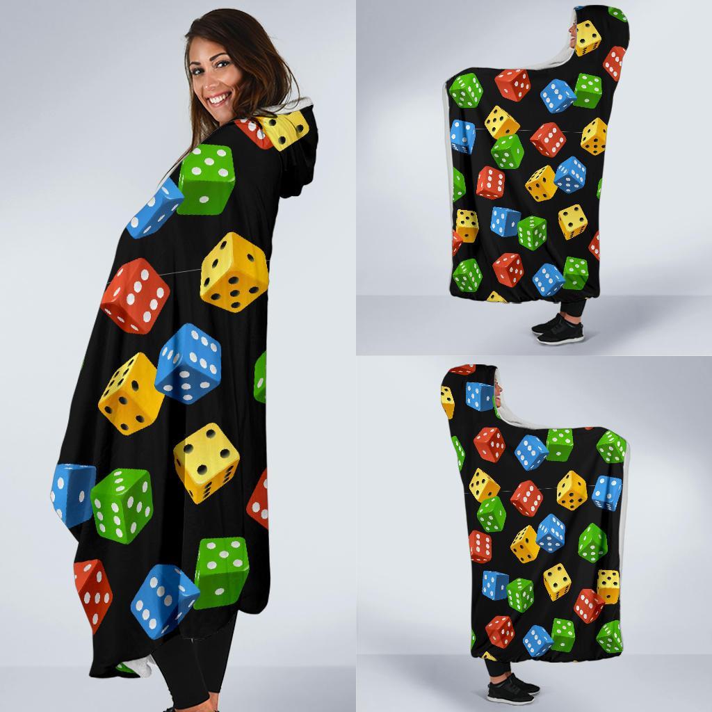 Dice Colorful Pattern Print Hooded Blanket-grizzshop