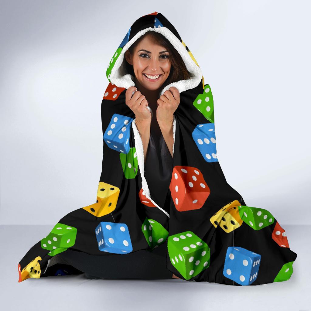 Dice Colorful Pattern Print Hooded Blanket-grizzshop