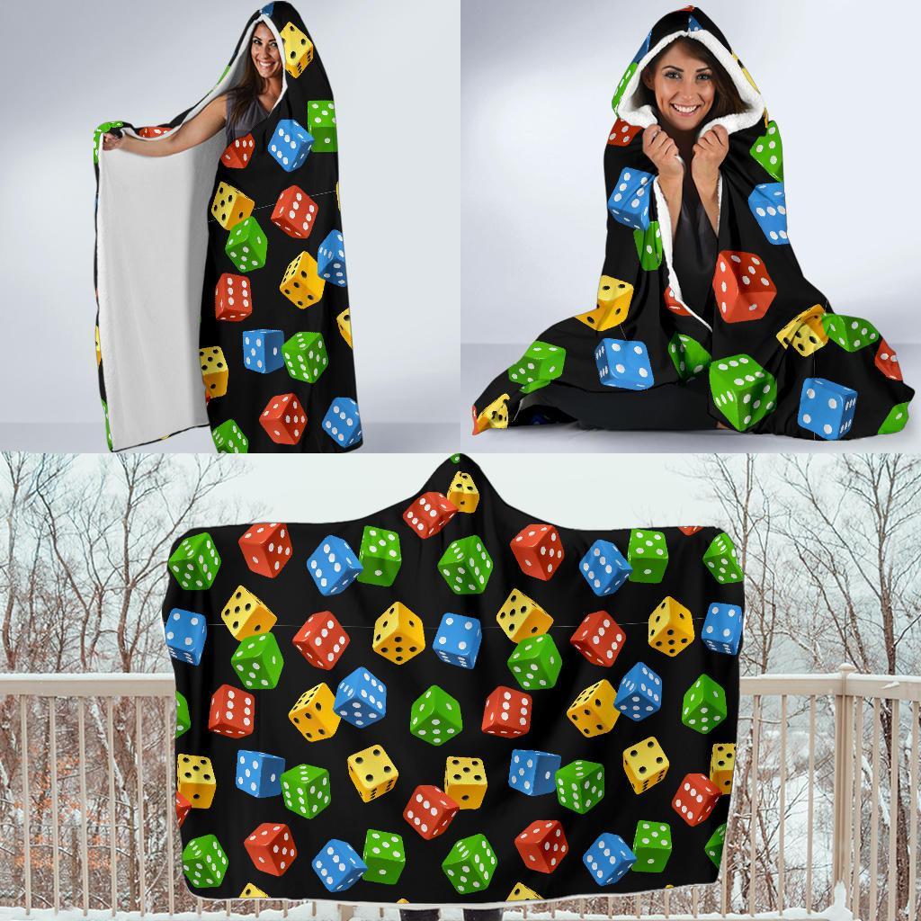 Dice Colorful Pattern Print Hooded Blanket-grizzshop