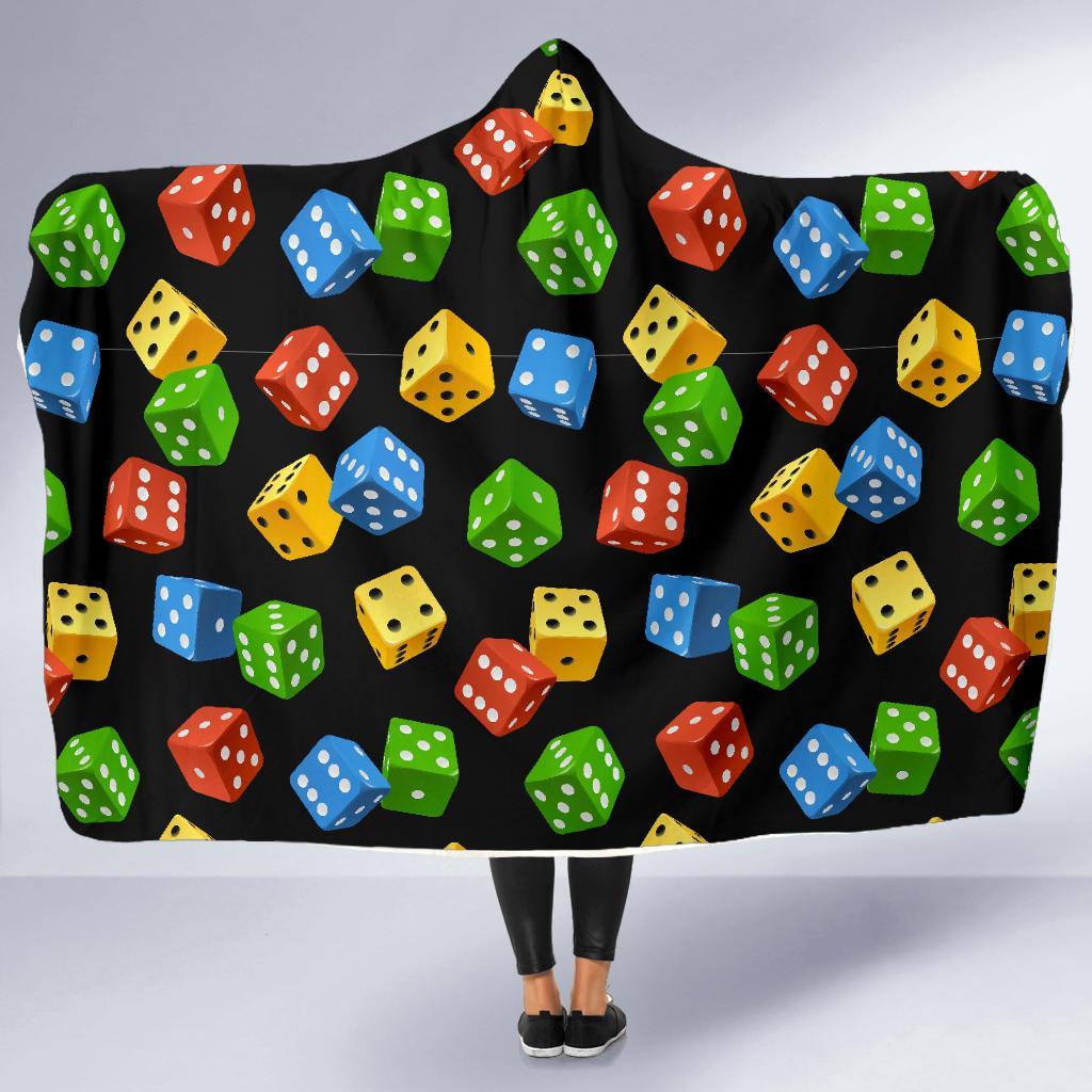 Dice Colorful Pattern Print Hooded Blanket-grizzshop