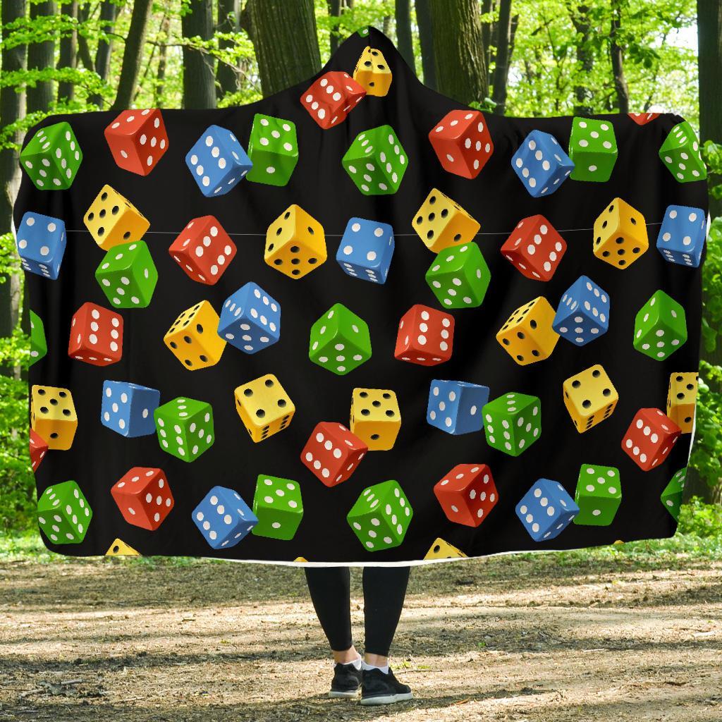 Dice Colorful Pattern Print Hooded Blanket-grizzshop