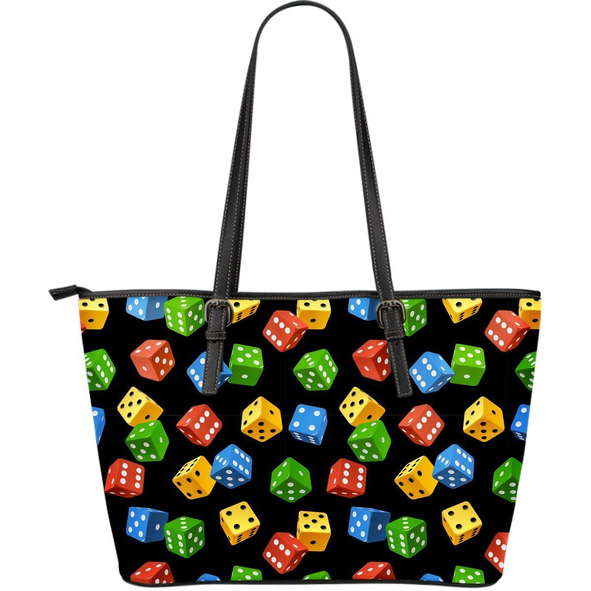 Dice Colorful Pattern Print Leather Tote Bag-grizzshop