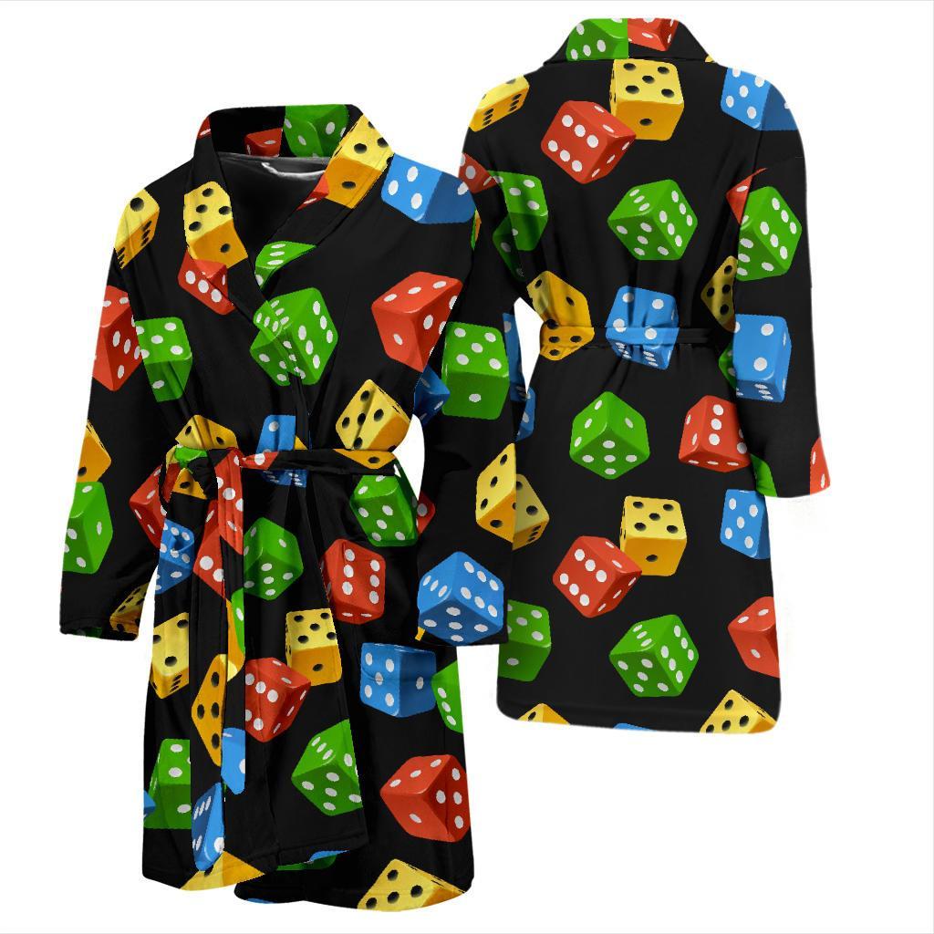 Dice Colorful Pattern Print Men Long Robe-grizzshop