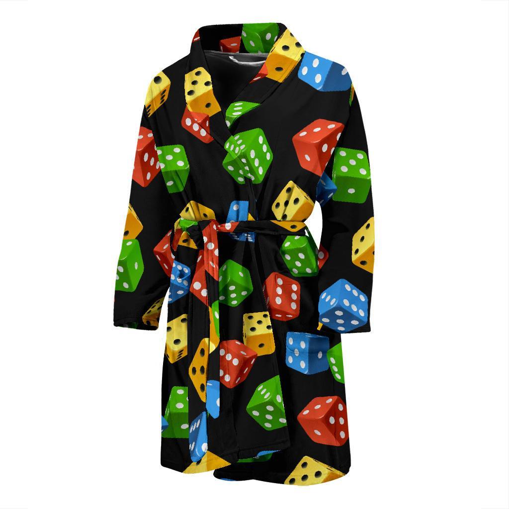 Dice Colorful Pattern Print Men Long Robe-grizzshop