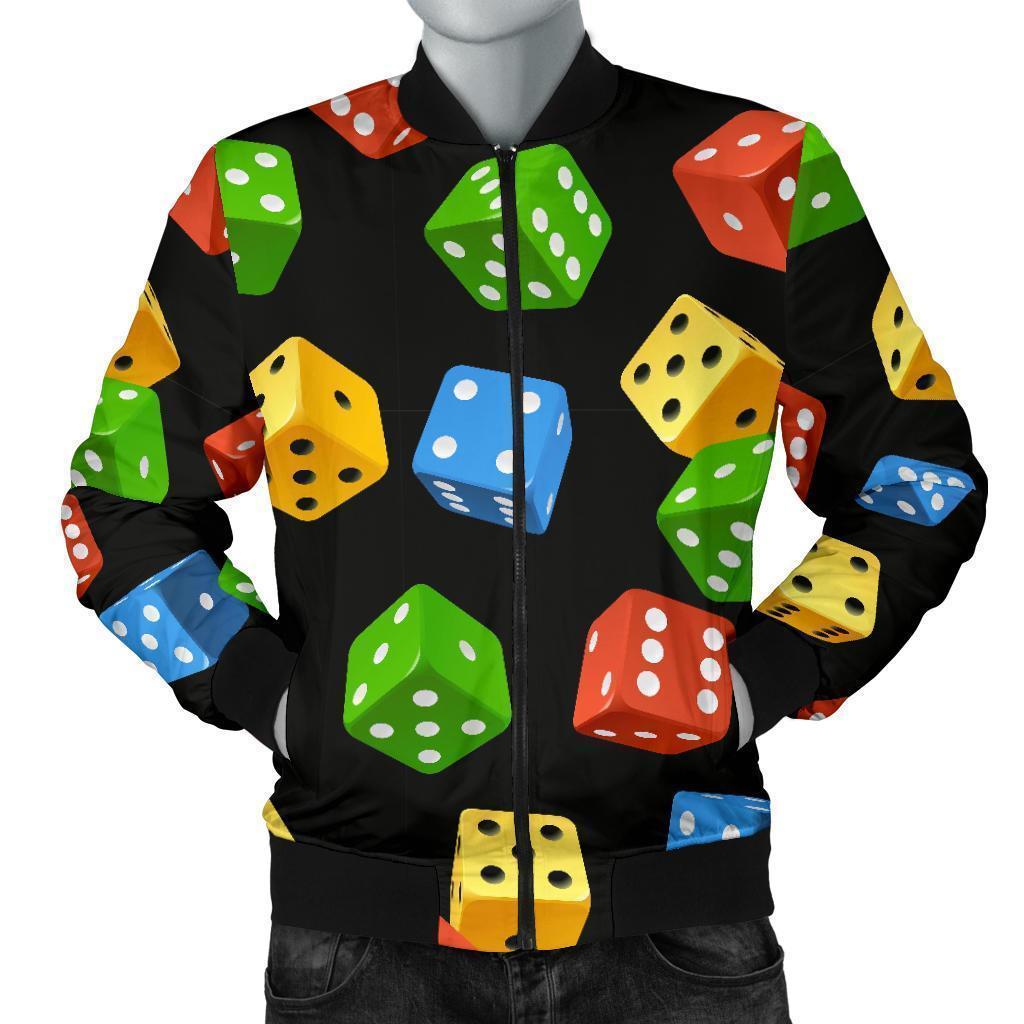 Dice Colorful Pattern Print Men's Bomber Jacket-grizzshop