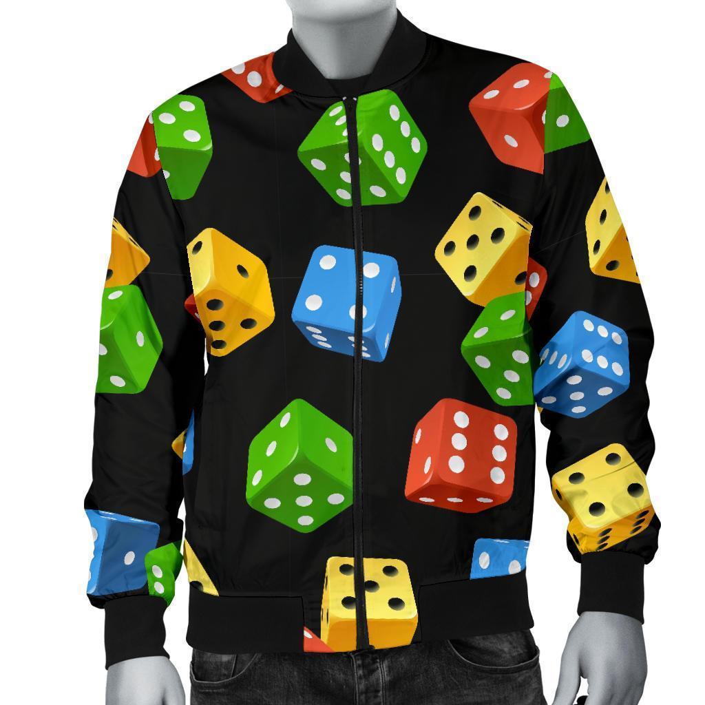 Dice Colorful Pattern Print Men's Bomber Jacket-grizzshop