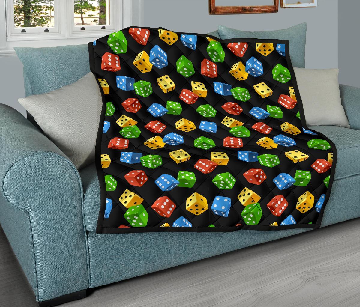 Dice Colorful Pattern Print Quilt-grizzshop