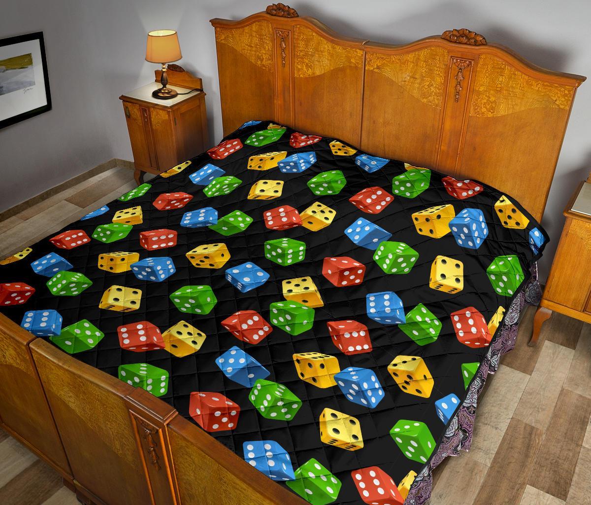 Dice Colorful Pattern Print Quilt-grizzshop