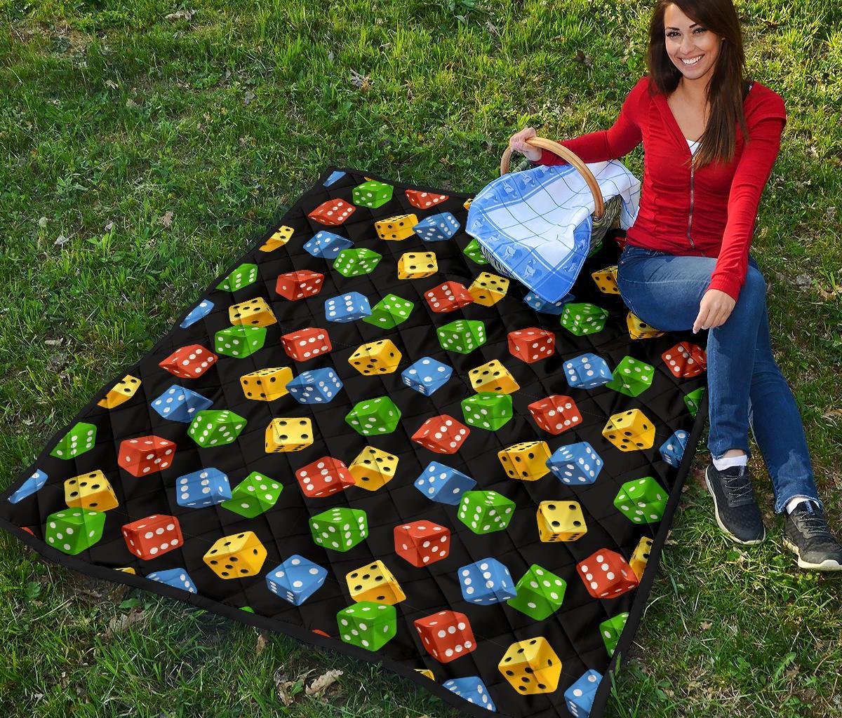 Dice Colorful Pattern Print Quilt-grizzshop