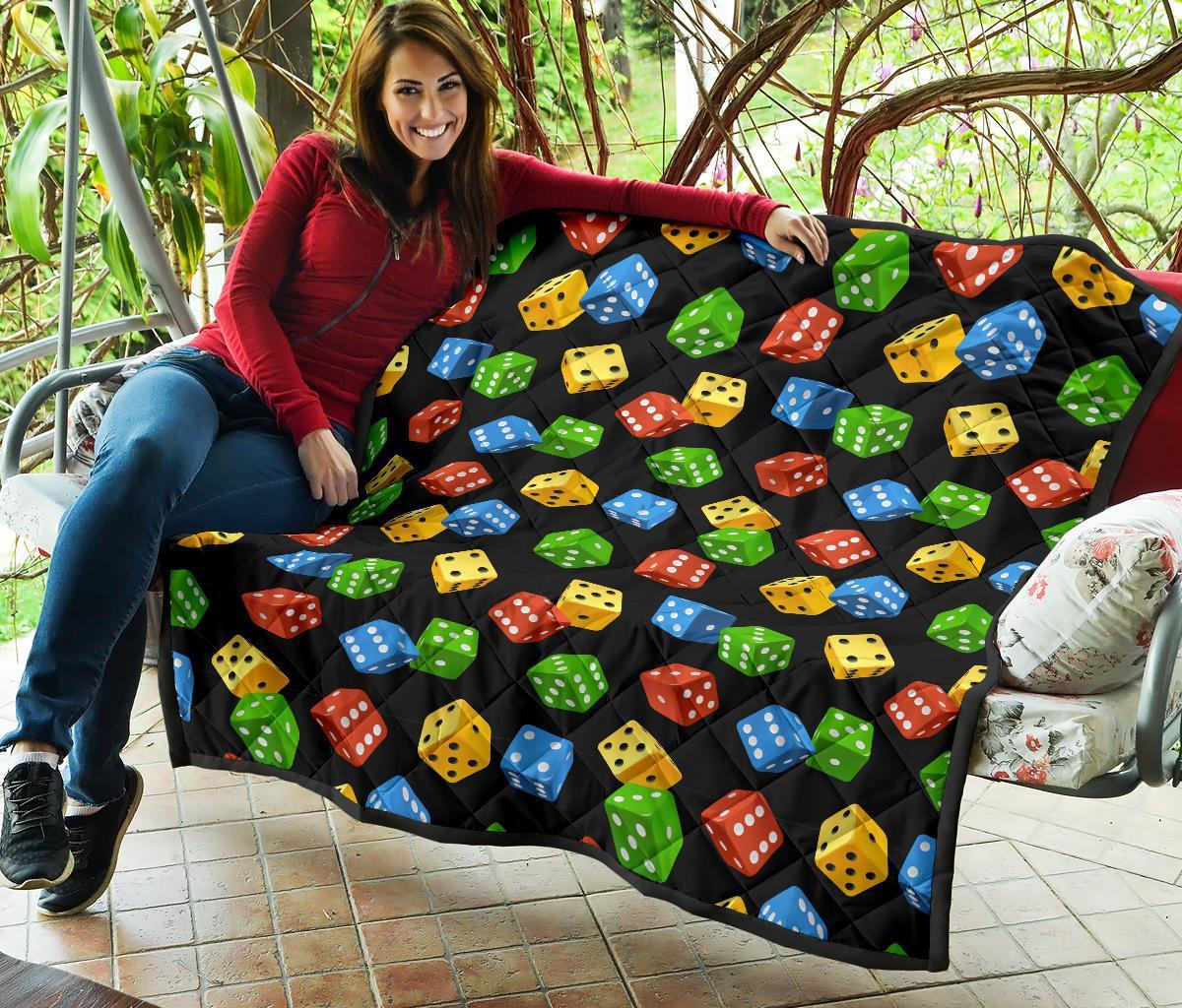 Dice Colorful Pattern Print Quilt-grizzshop