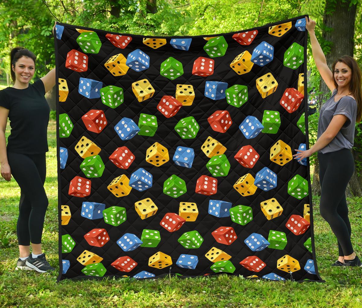 Dice Colorful Pattern Print Quilt-grizzshop