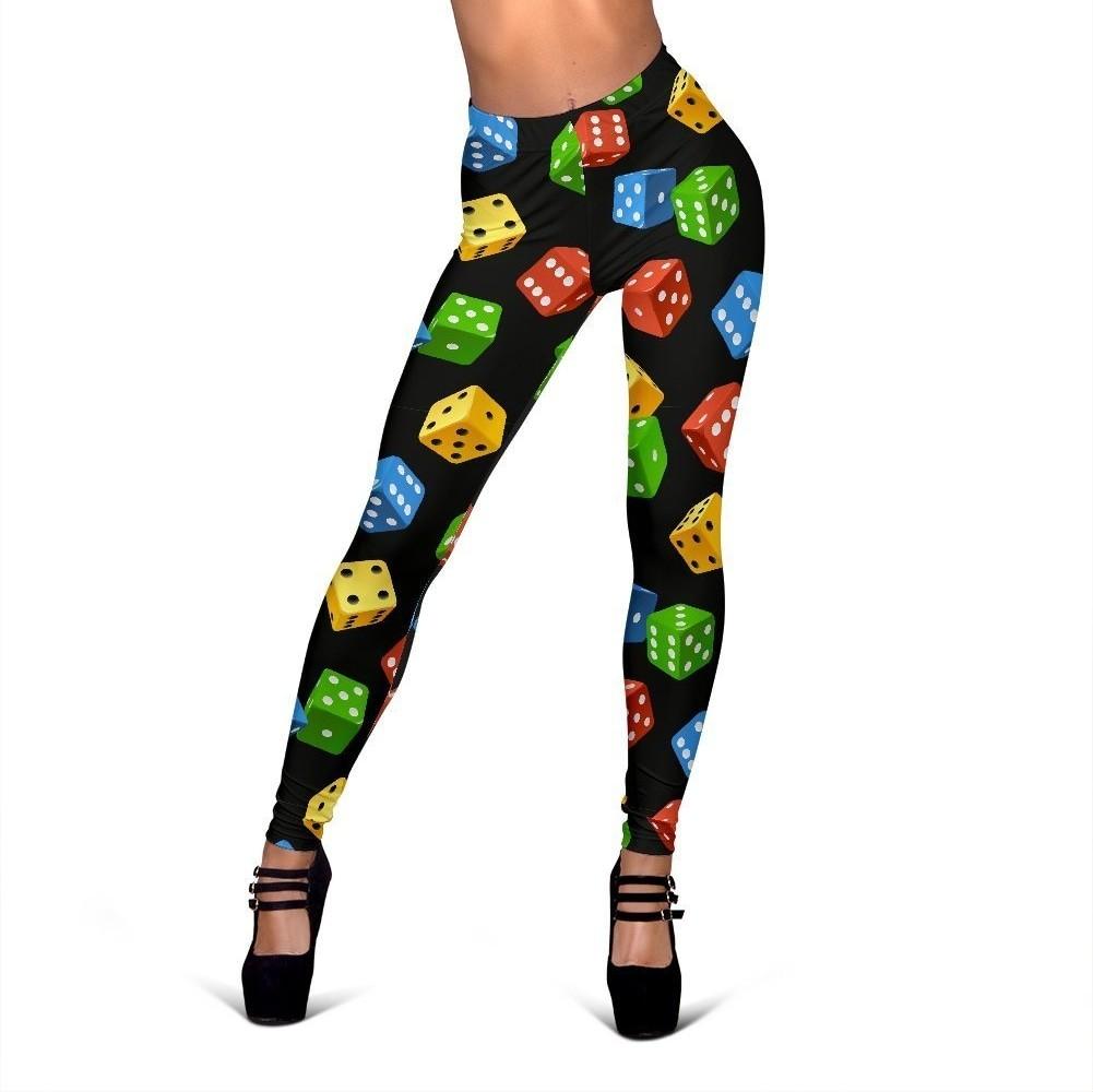 Dice Colorful Pattern Print Women Leggings-grizzshop