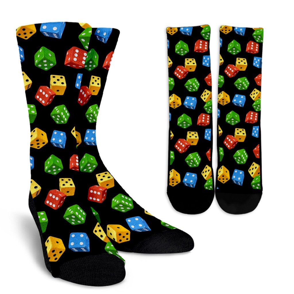 Dice Colorful Pattern Print Unisex Crew Socks-grizzshop