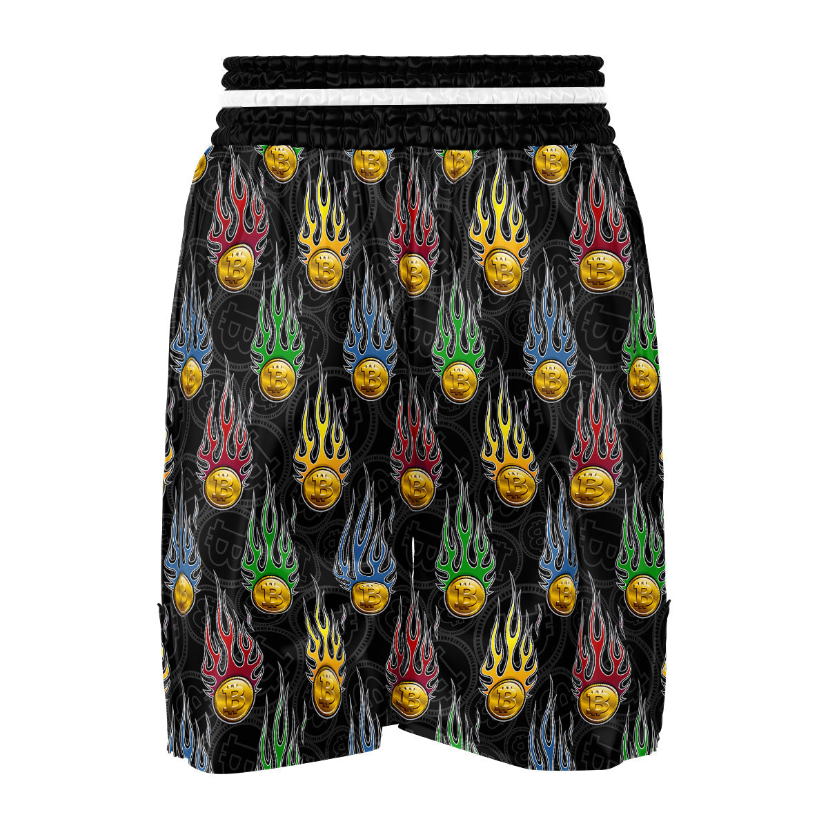 Digital Bitcoin On Fire Print Pattern Boxing Shorts-grizzshop