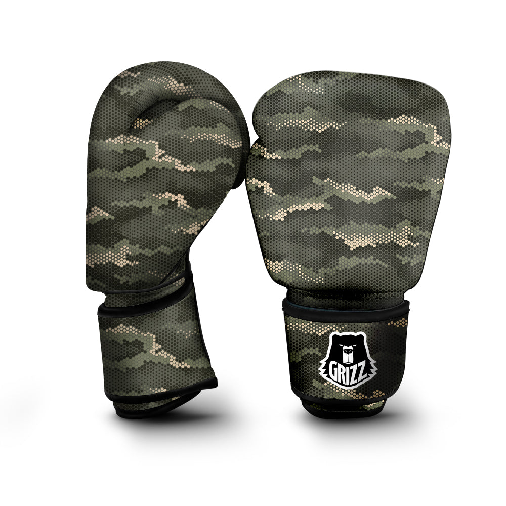 Digital Camo Army Green Print Pattern Boxing Gloves-grizzshop