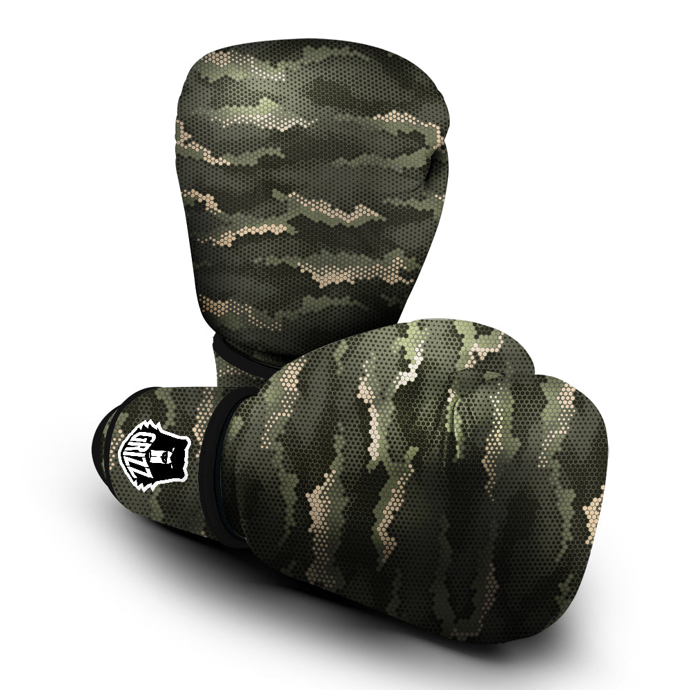 Digital Camo Army Green Print Pattern Boxing Gloves-grizzshop