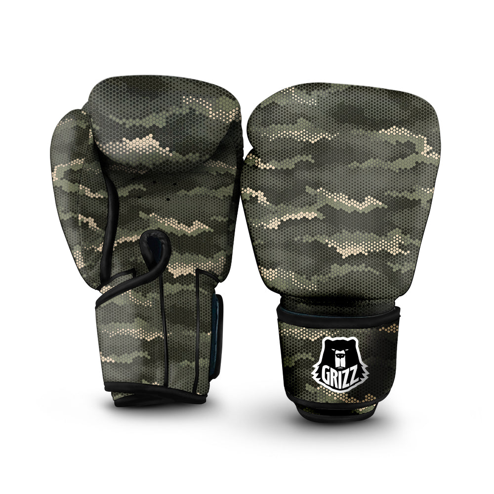 Digital Camo Army Green Print Pattern Boxing Gloves-grizzshop