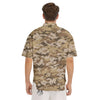 Digital Camo Beige Print Pattern Men's Short Sleeve Shirts-grizzshop