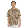 Digital Camo Beige Print Pattern Men's Short Sleeve Shirts-grizzshop