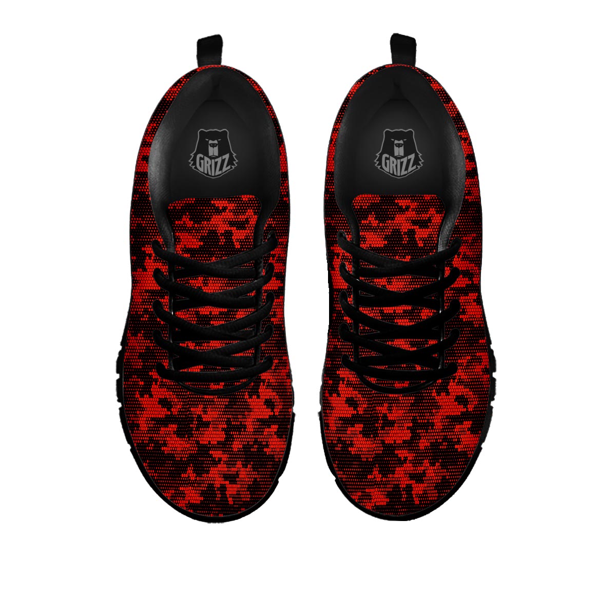 Digital Camo Black And Red Print Pattern Black Sneaker-grizzshop