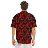 Digital Camo Black And Red Print Pattern Men's Short Sleeve Shirts-grizzshop