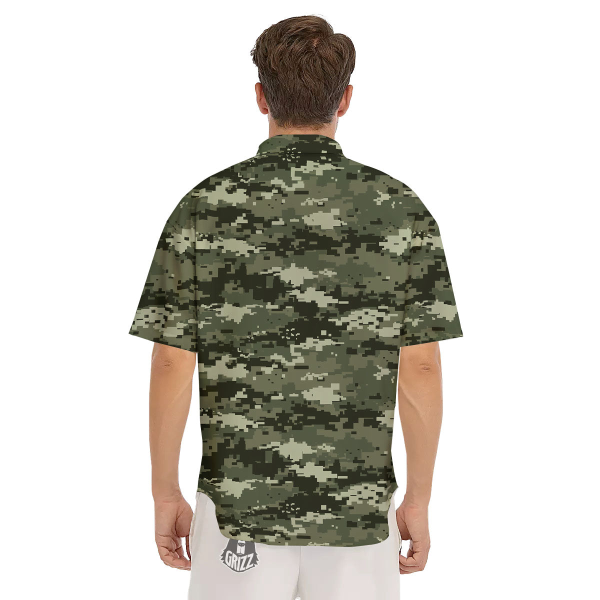 Digital Camo Desert Print Pattern Men's Short Sleeve Shirts-grizzshop