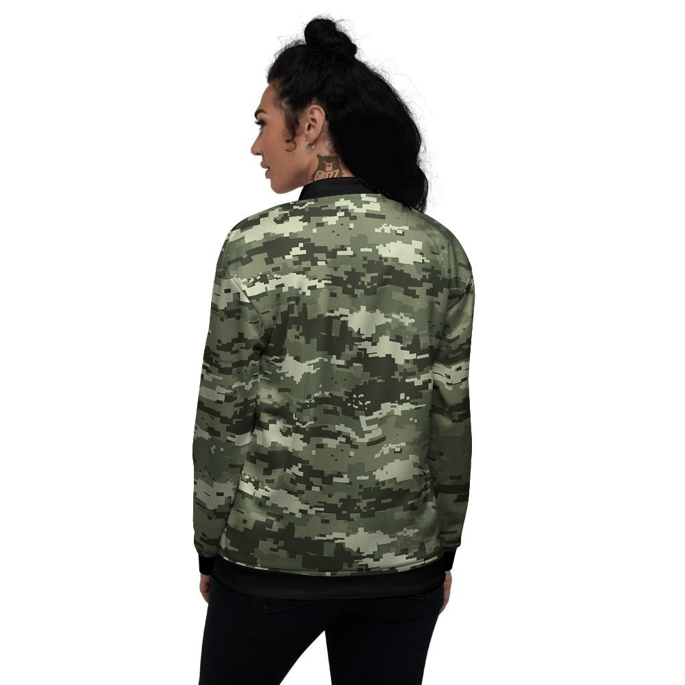 Digital Camo Desert Print Pattern Women's Bomber Jacket-grizzshop