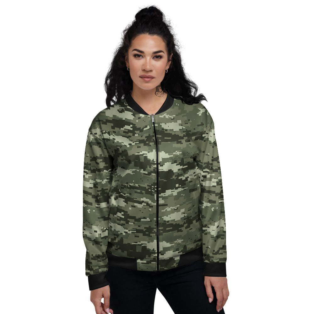 Digital Camo Desert Print Pattern Women's Bomber Jacket-grizzshop