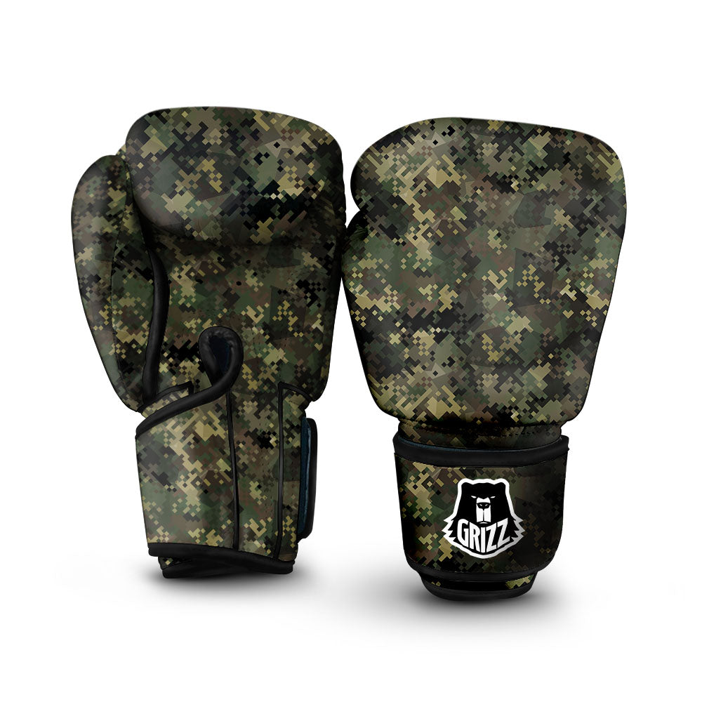 Digital Camo Forest Green Print Pattern Boxing Gloves-grizzshop