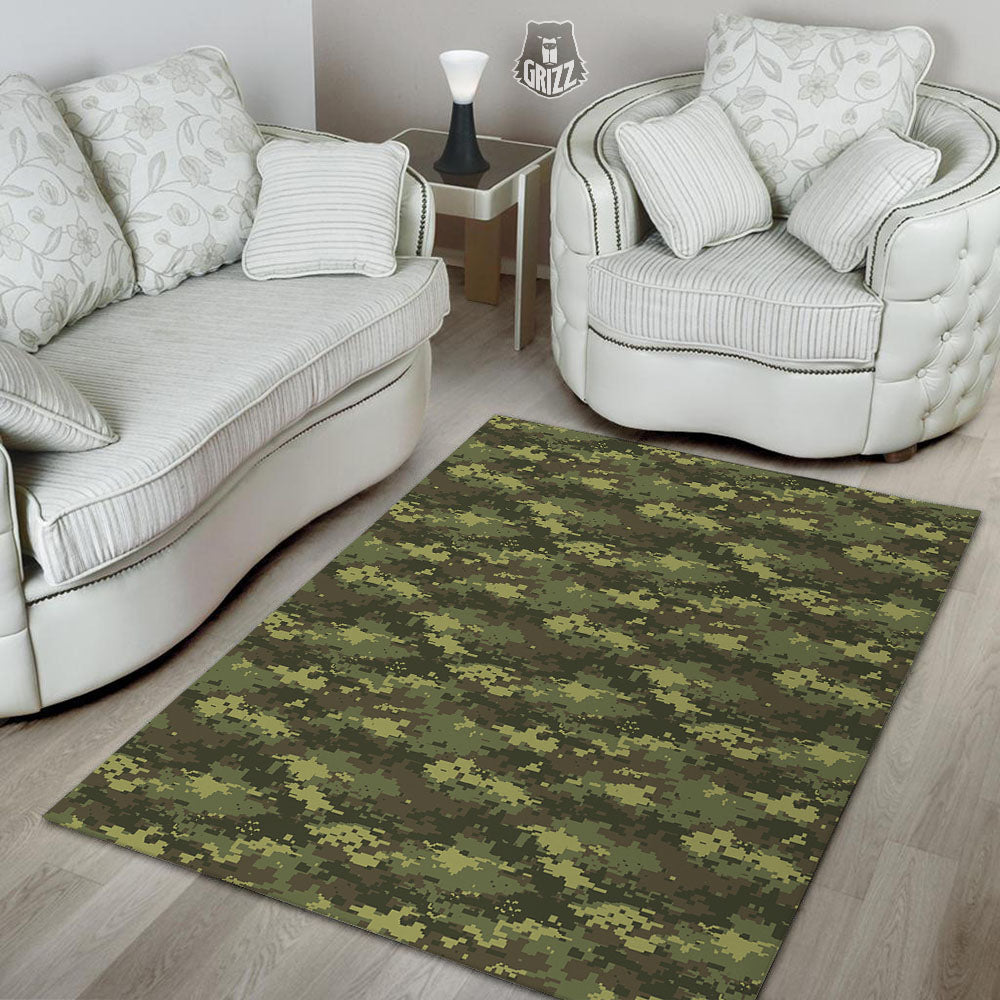 Digital Camo Green Print Pattern Floor Mat-grizzshop