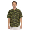 Digital Camo Green Print Pattern Men's Short Sleeve Shirts-grizzshop