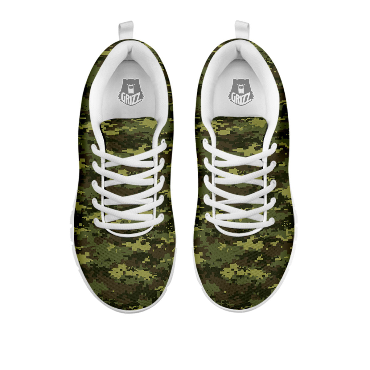 Digital Camo Green Print Pattern White Sneaker-grizzshop