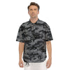 Digital Camo Grey And Black Print Men's Short Sleeve Shirts-grizzshop