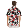 Digital Camo Grey And Red Print Pattern Men's Short Sleeve Shirts-grizzshop