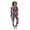 Digital Camo Grey And Red Print Pattern Women's Pajamas-grizzshop