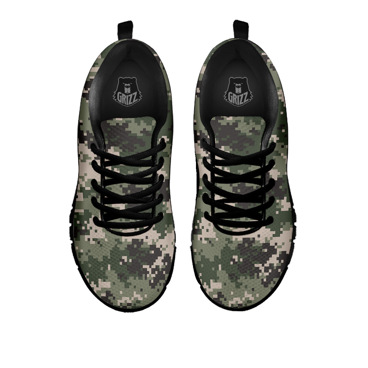 Digital Camo Military Print Pattern Black Sneaker-grizzshop