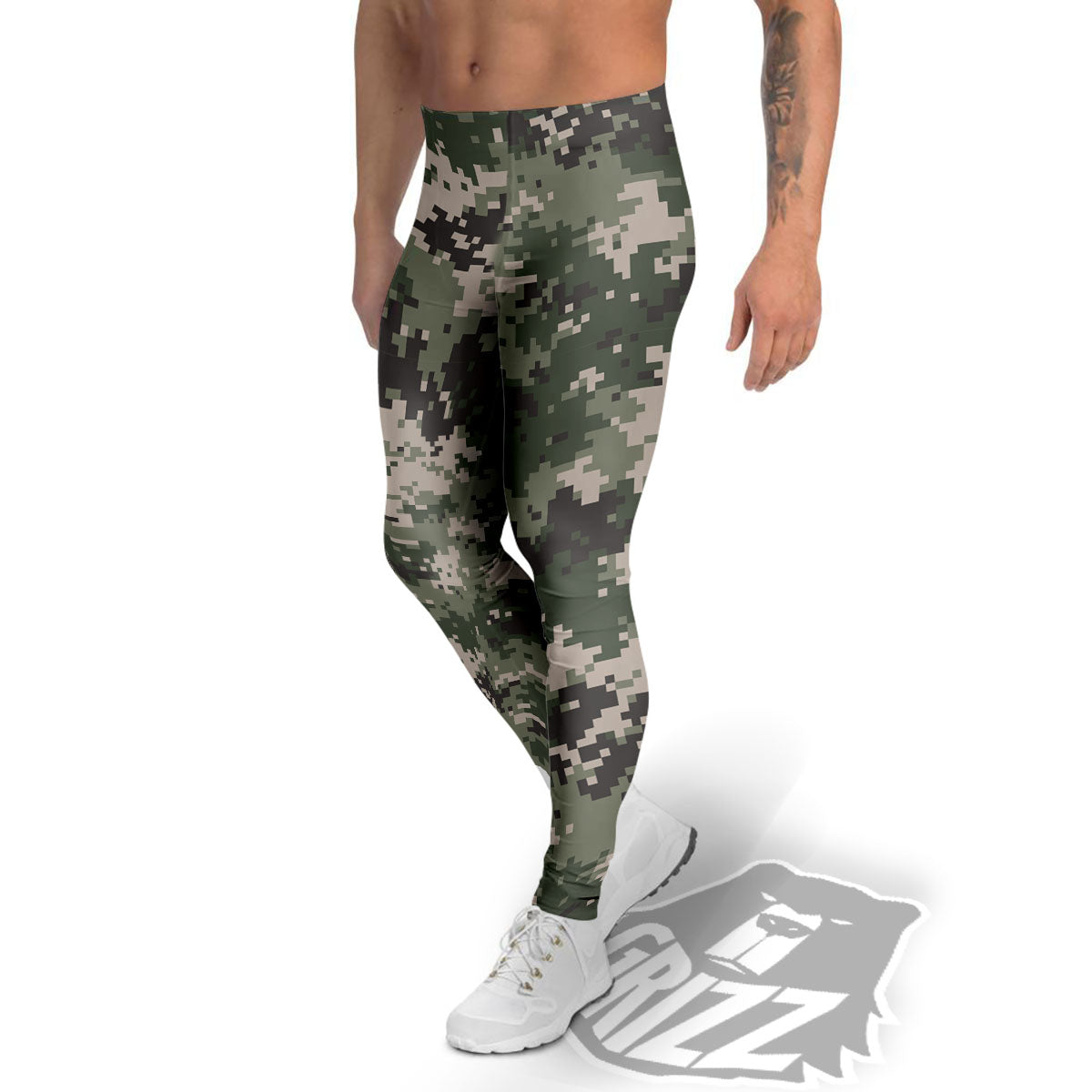 Digital Camo Military Print Pattern Men's Leggings-grizzshop