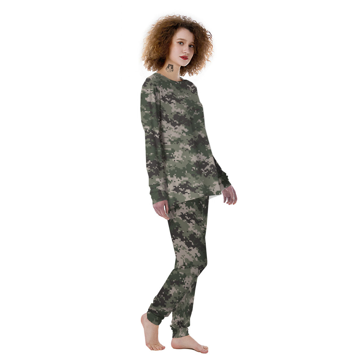 Digital Camo Military Print Pattern Women's Pajamas-grizzshop