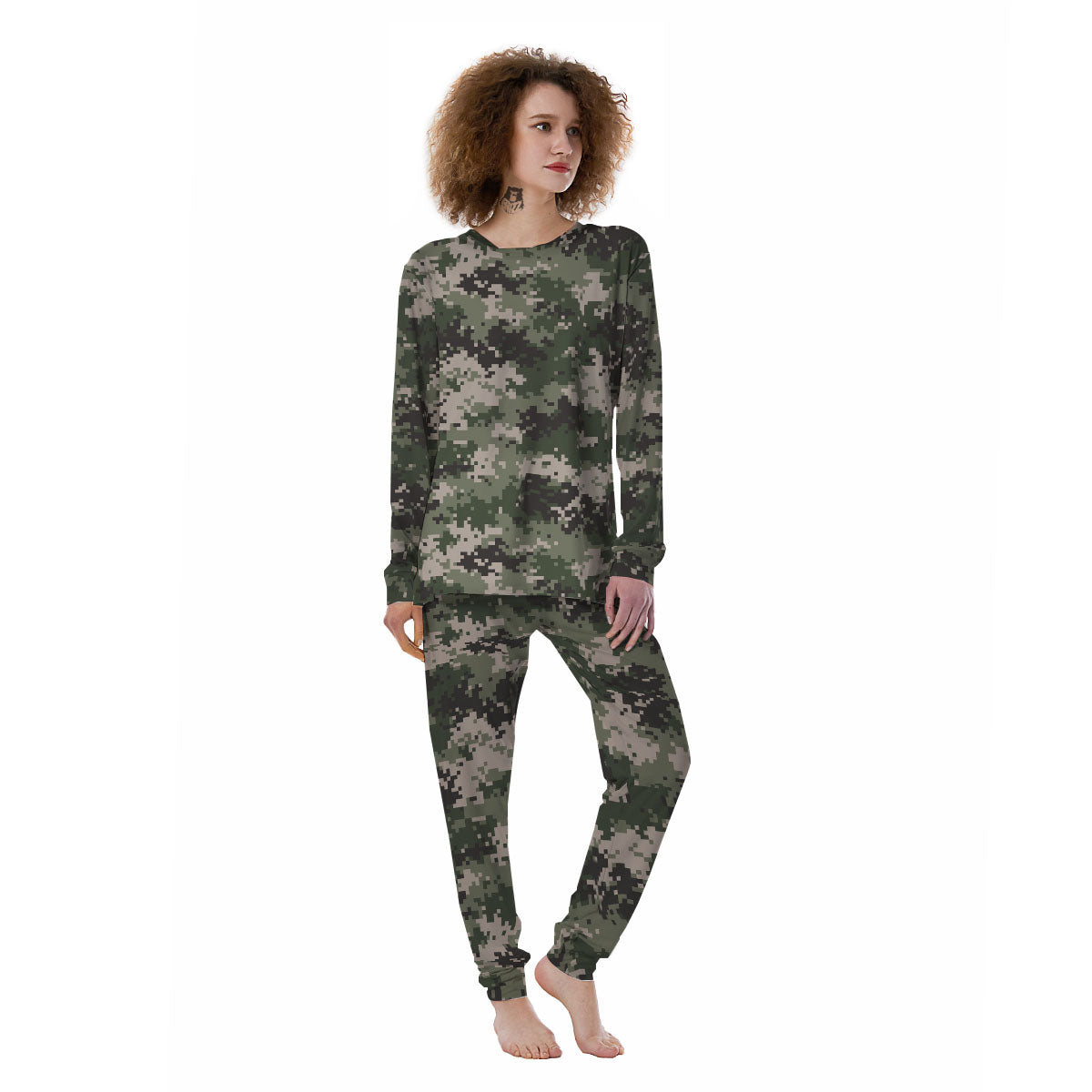 Digital Camo Military Print Pattern Women's Pajamas-grizzshop