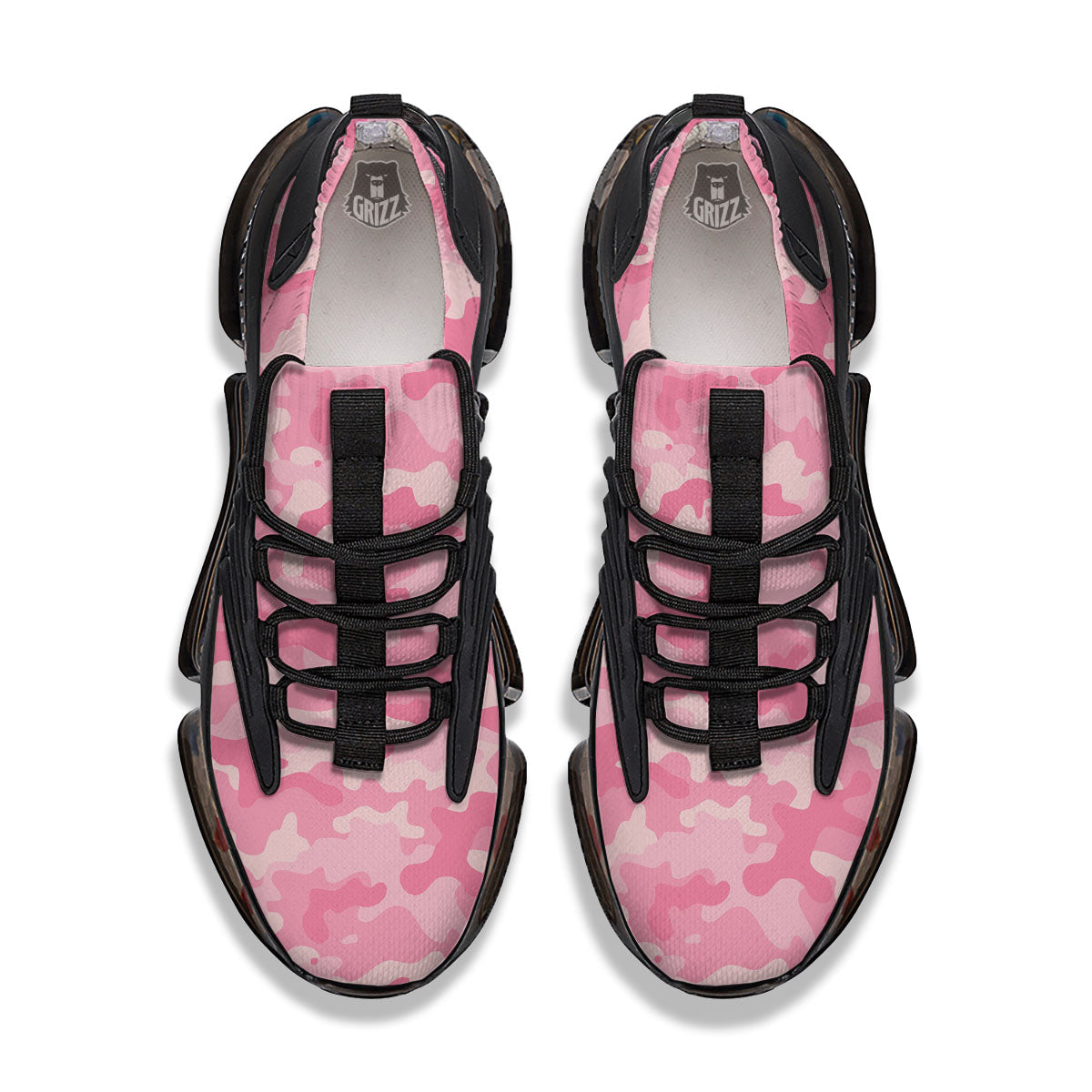 Digital Camo Pink Print Pattern Black Gym Shoes-grizzshop