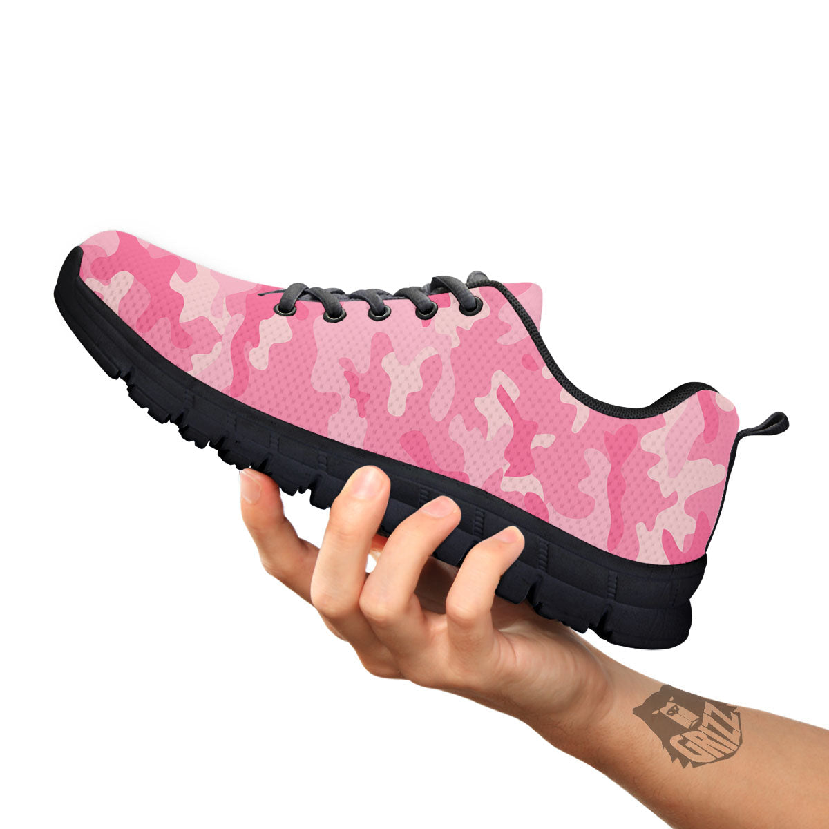 Digital Camo Pink Print Pattern Black Sneaker-grizzshop