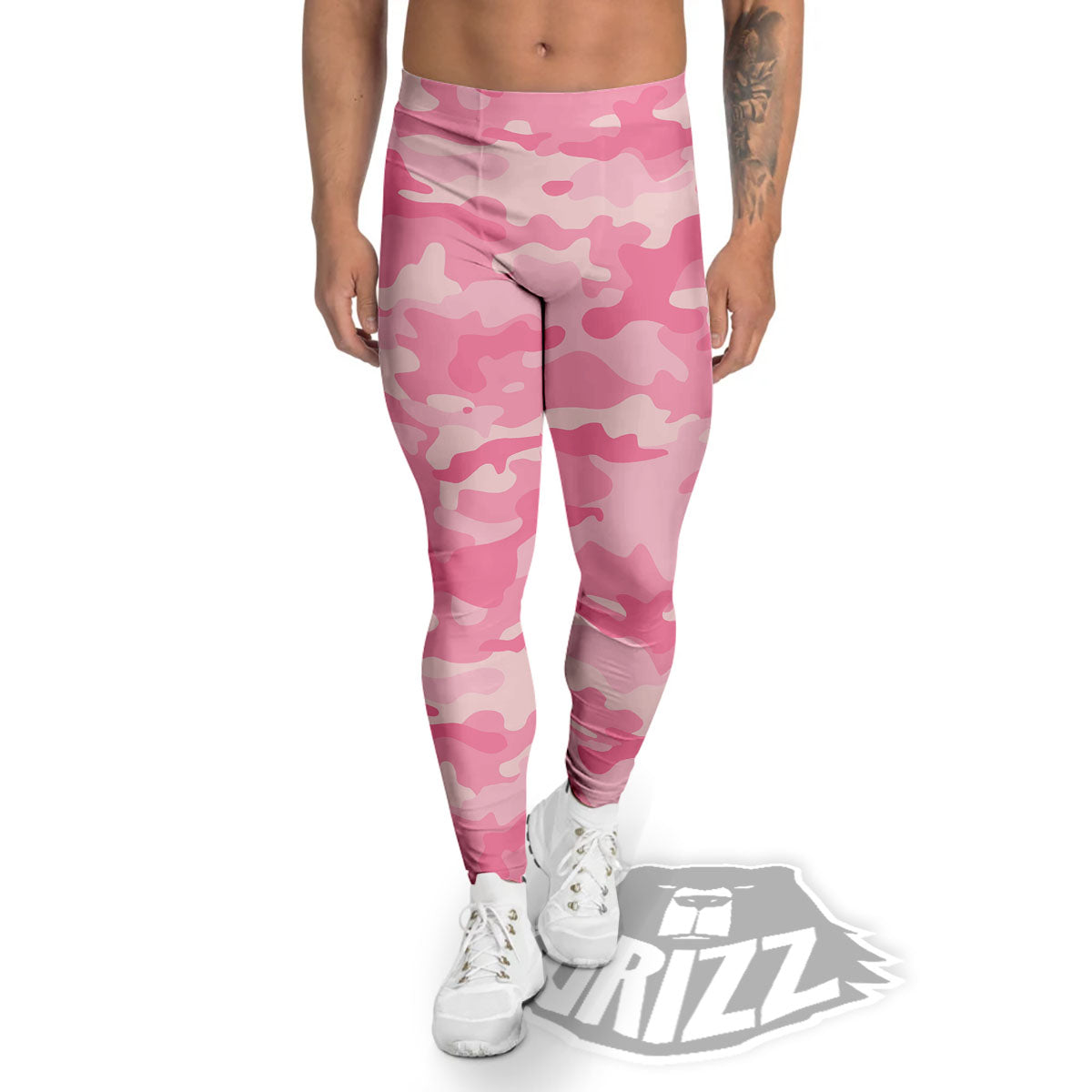 Digital Camo Pink Print Pattern Men's Leggings-grizzshop